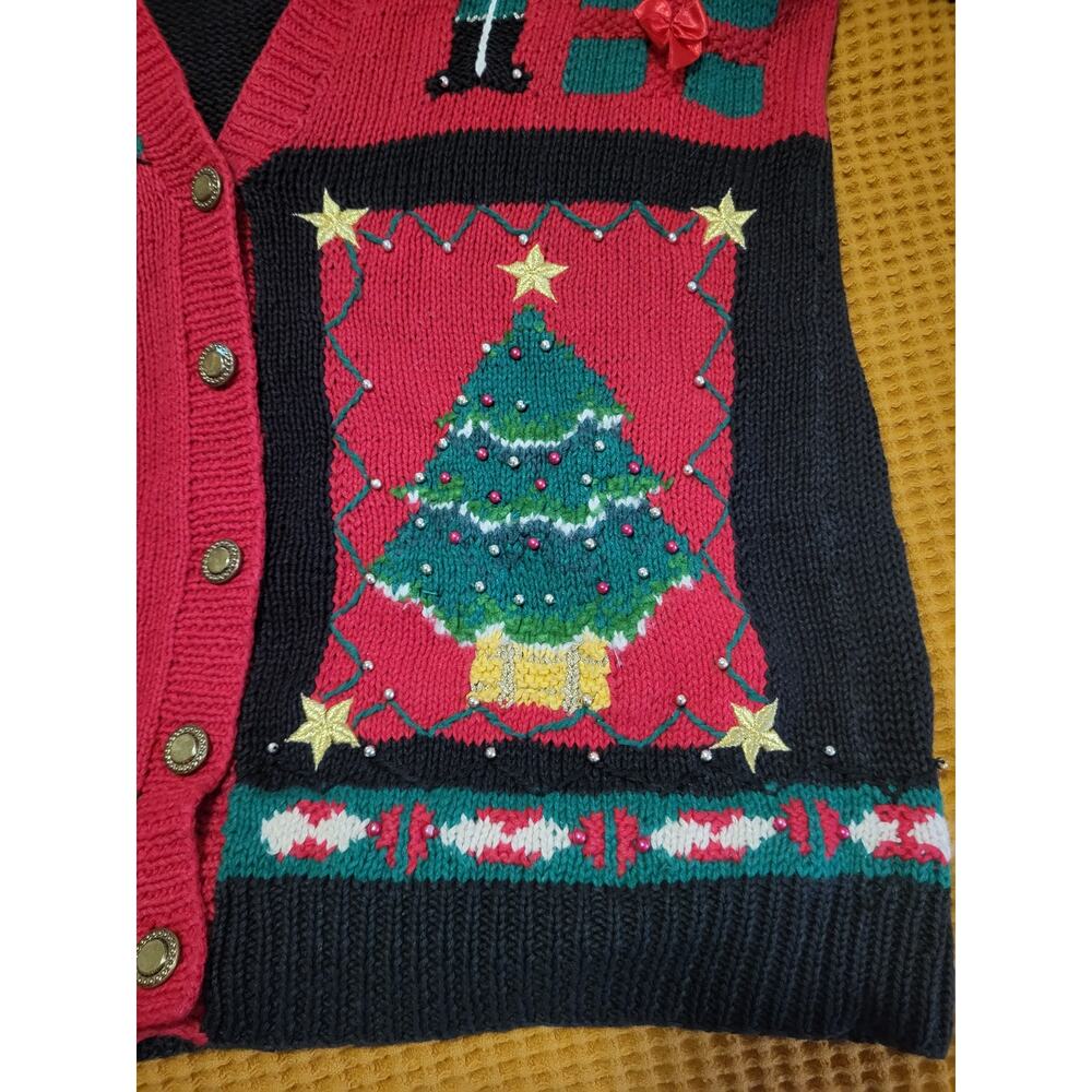 Vintage Marisa Christina Classics 1993 Christmas Nutcracker Bear Tree Sweater  L - Picture 7 of 8